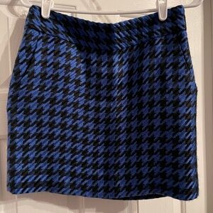 The Limited Size 2 Royal Blue and Black Houndstooth Mini Skirt